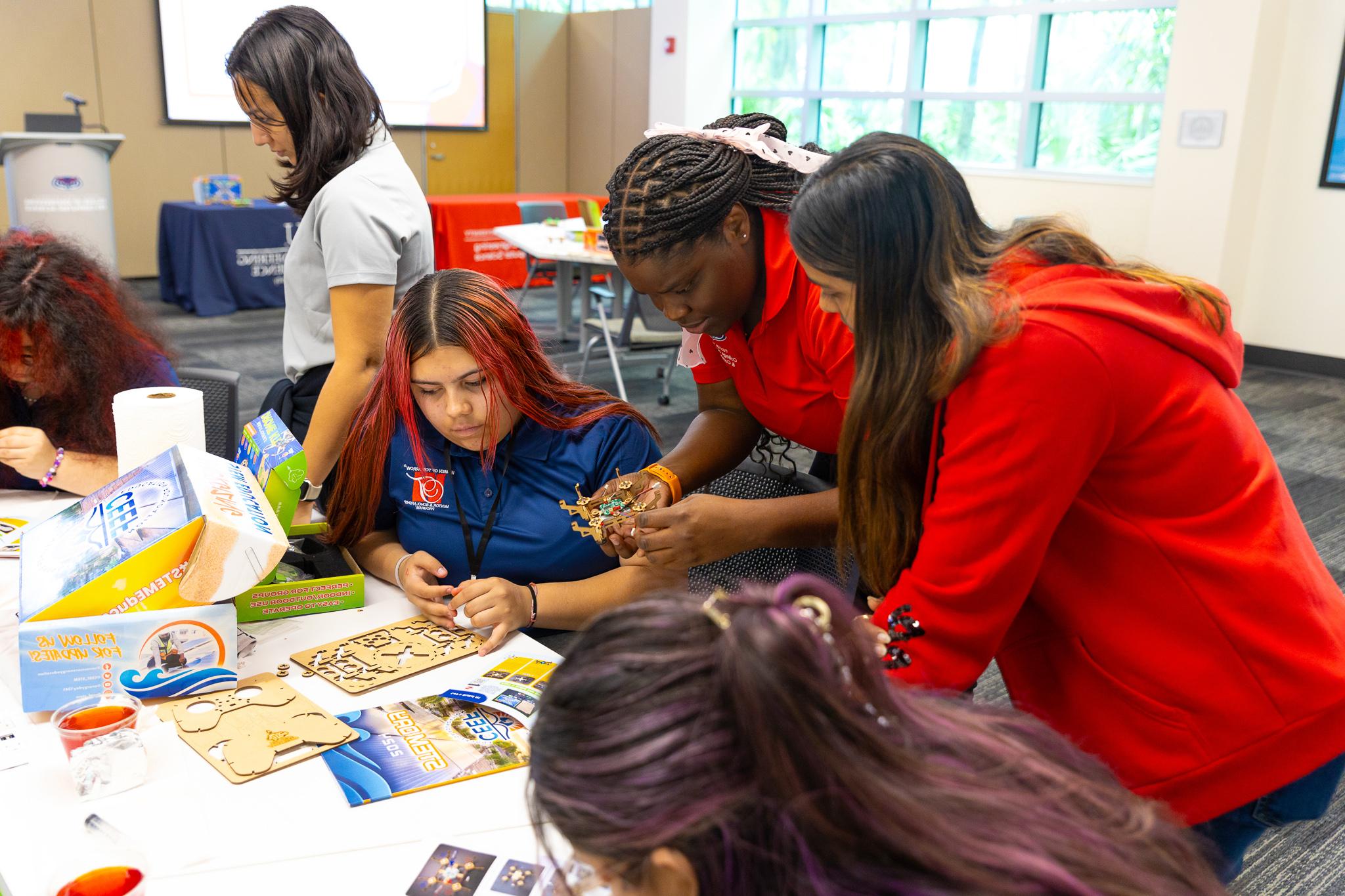 Students working at the STEM Workshop