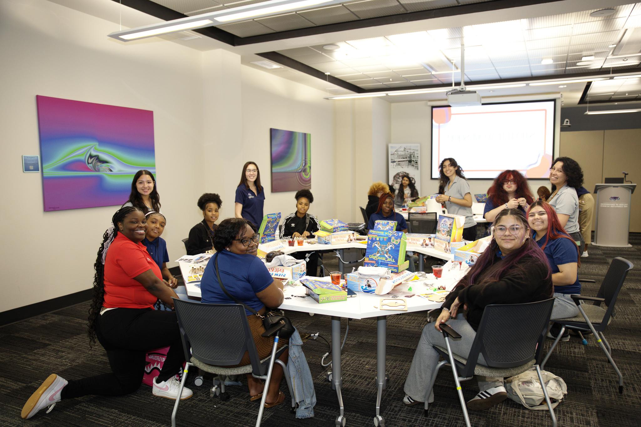 Students working at the STEM Workshop